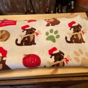 Christmas Blanket with merry dogs 50" X 60", soft, cozy, good condition